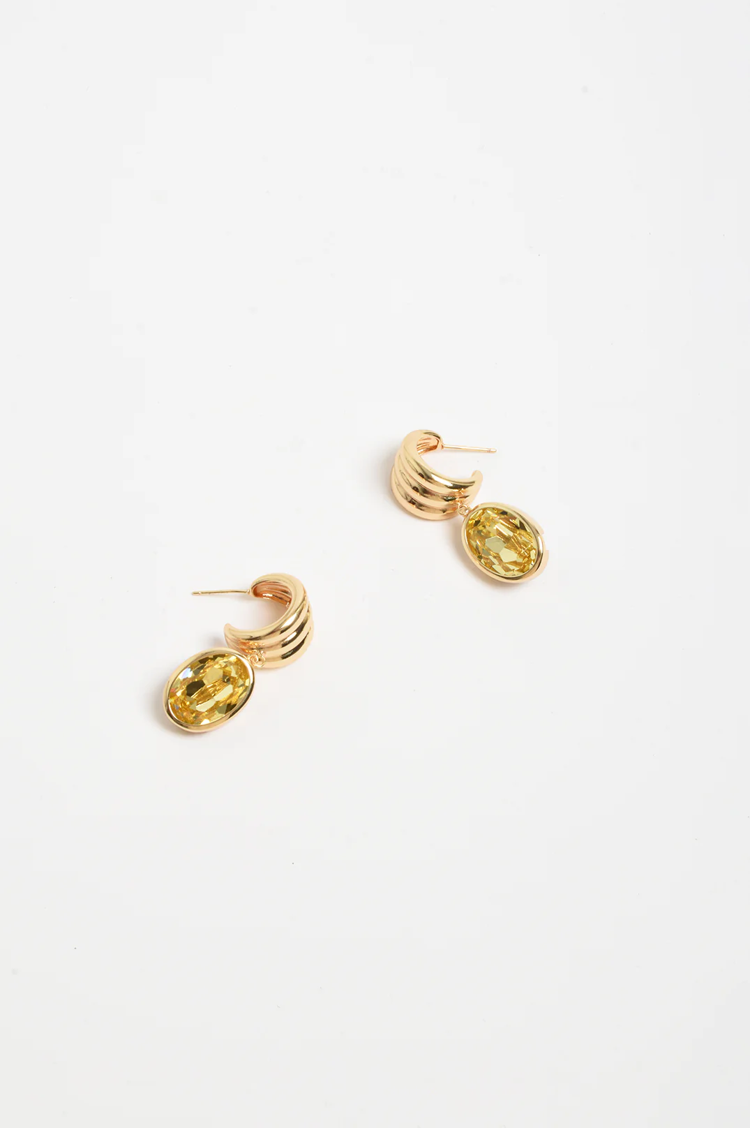 Curved Front Oval Drop Earrings (Lemon) - Image 2