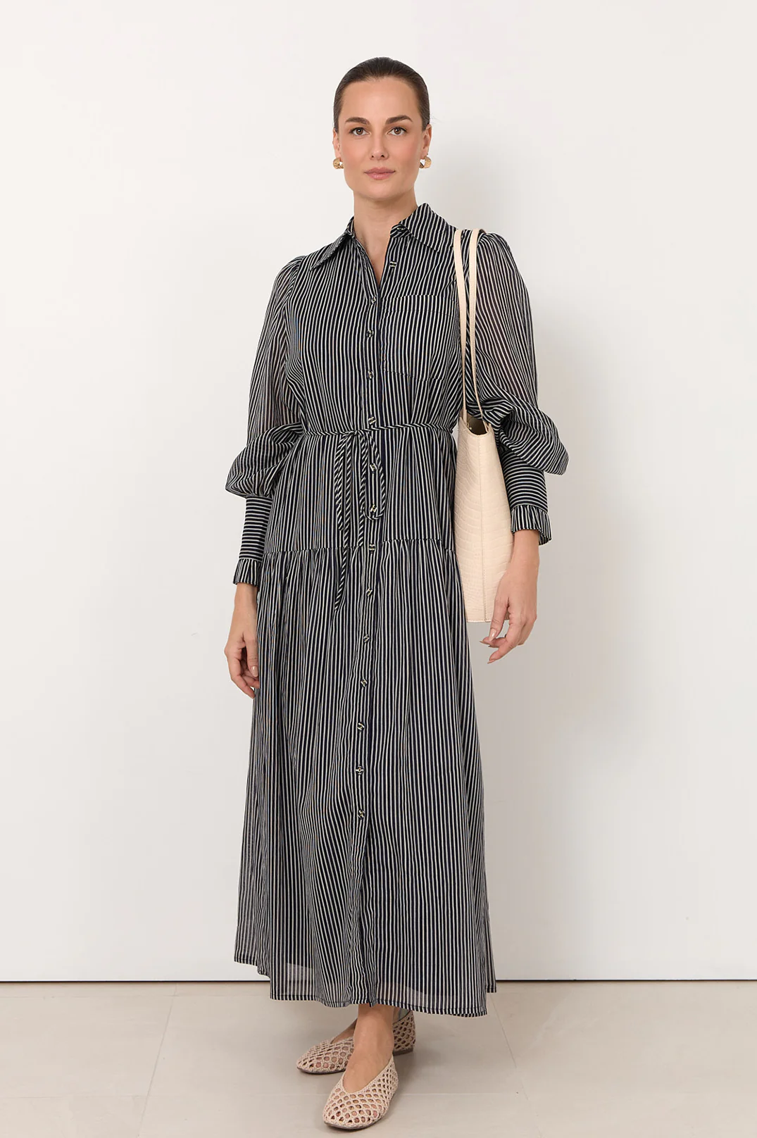 Daniela Stripe Maxi Dress (Navy)
