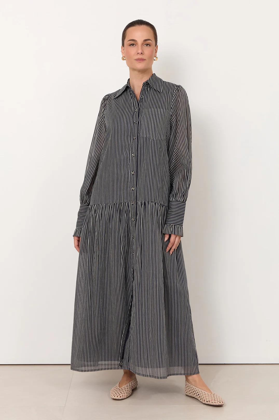Daniela Stripe Maxi Dress (Navy) - Image 2