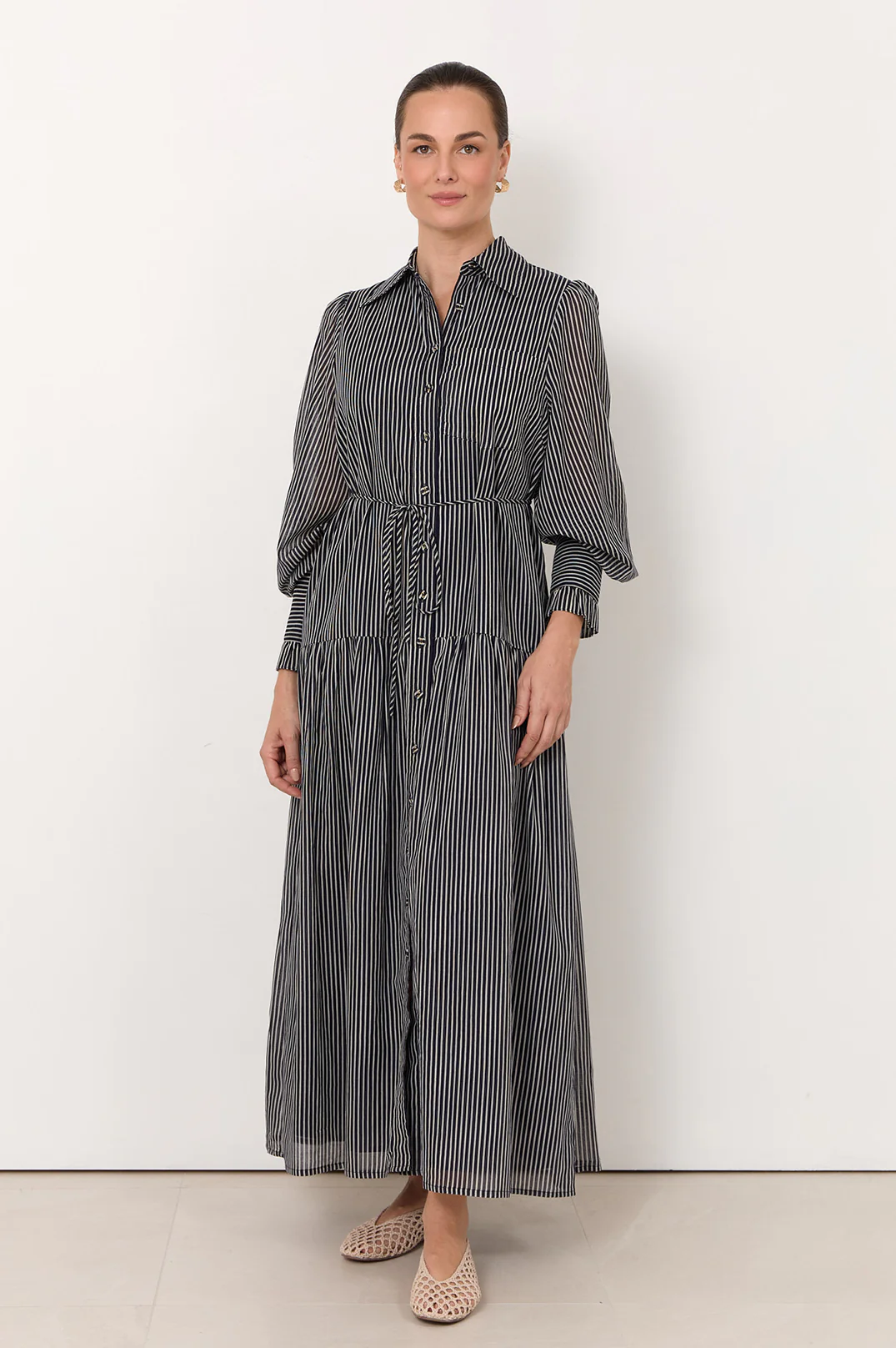 Daniela Stripe Maxi Dress (Navy) - Image 3