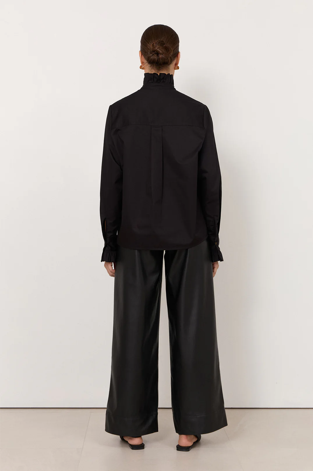 Dante Frill Poplin Shirt (Black) - Image 4