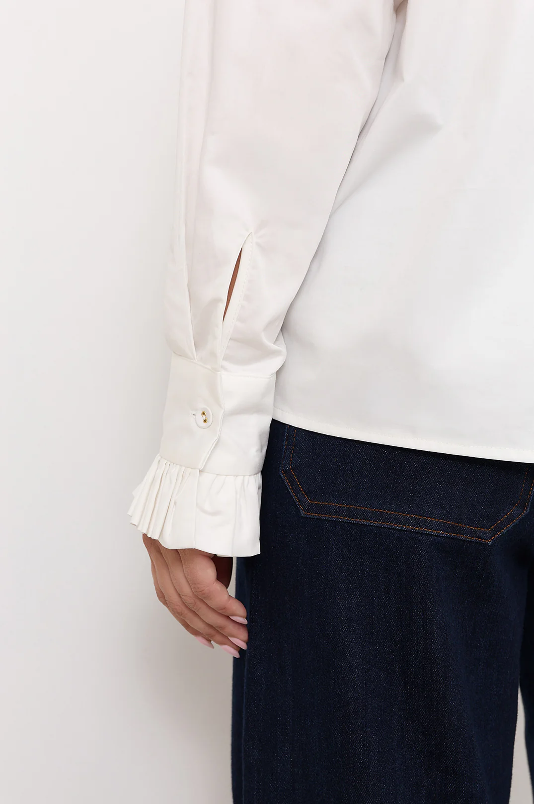 Dante Frill Poplin Shirt (White) - Image 3