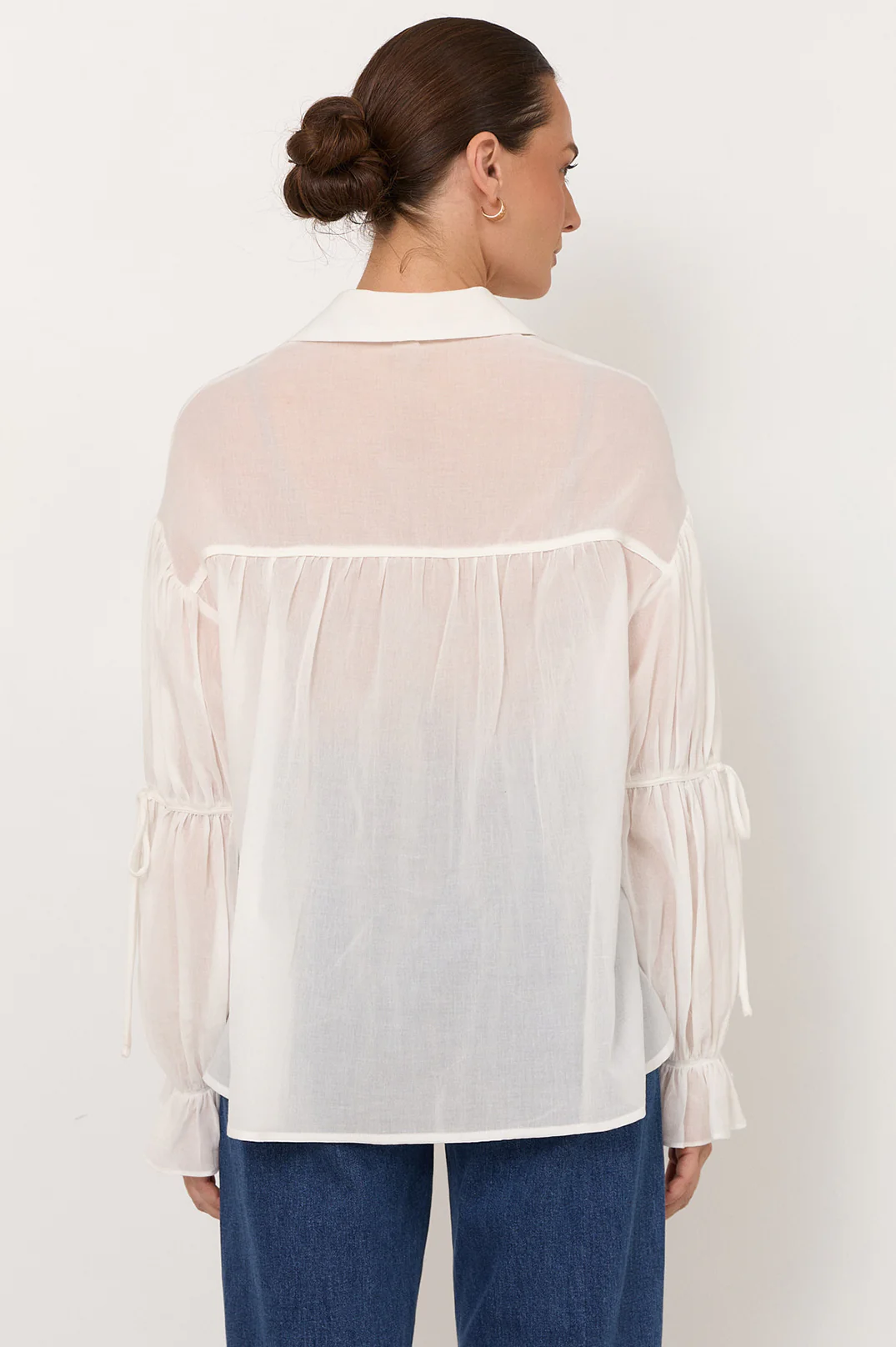Darby Tie Detail Shirt (White) - Image 5