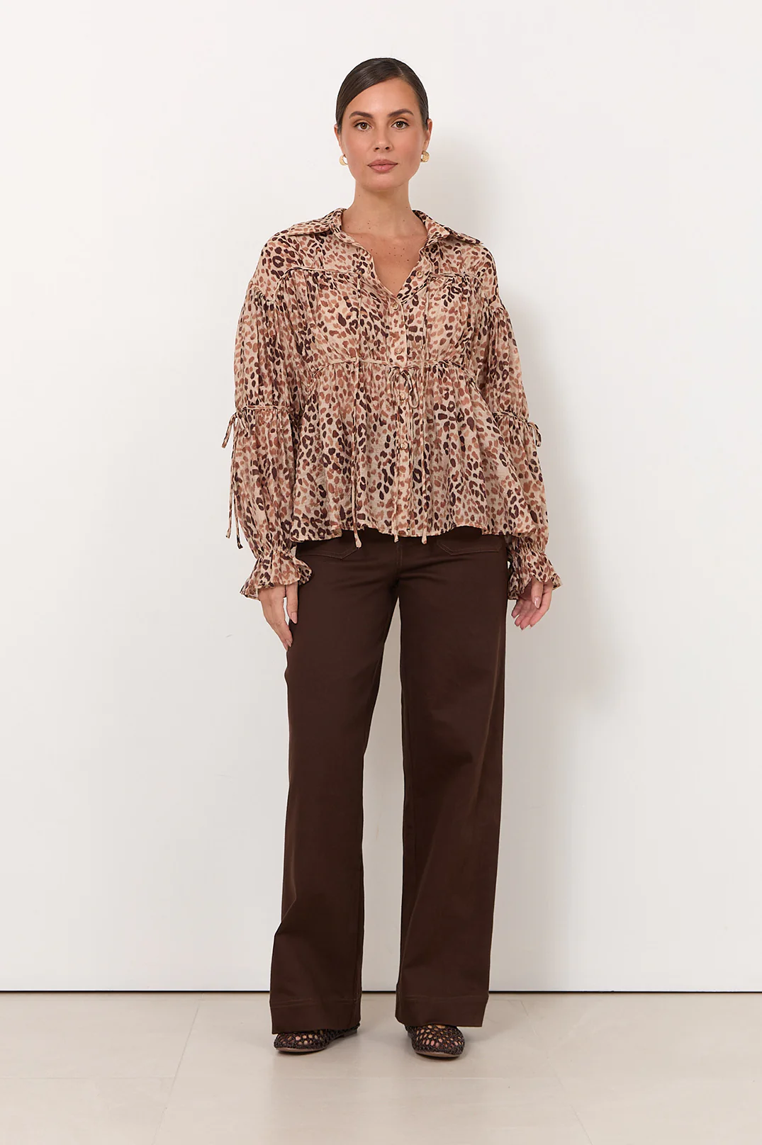 Darby Tie Detail Shirt (Leopard) - Image 4