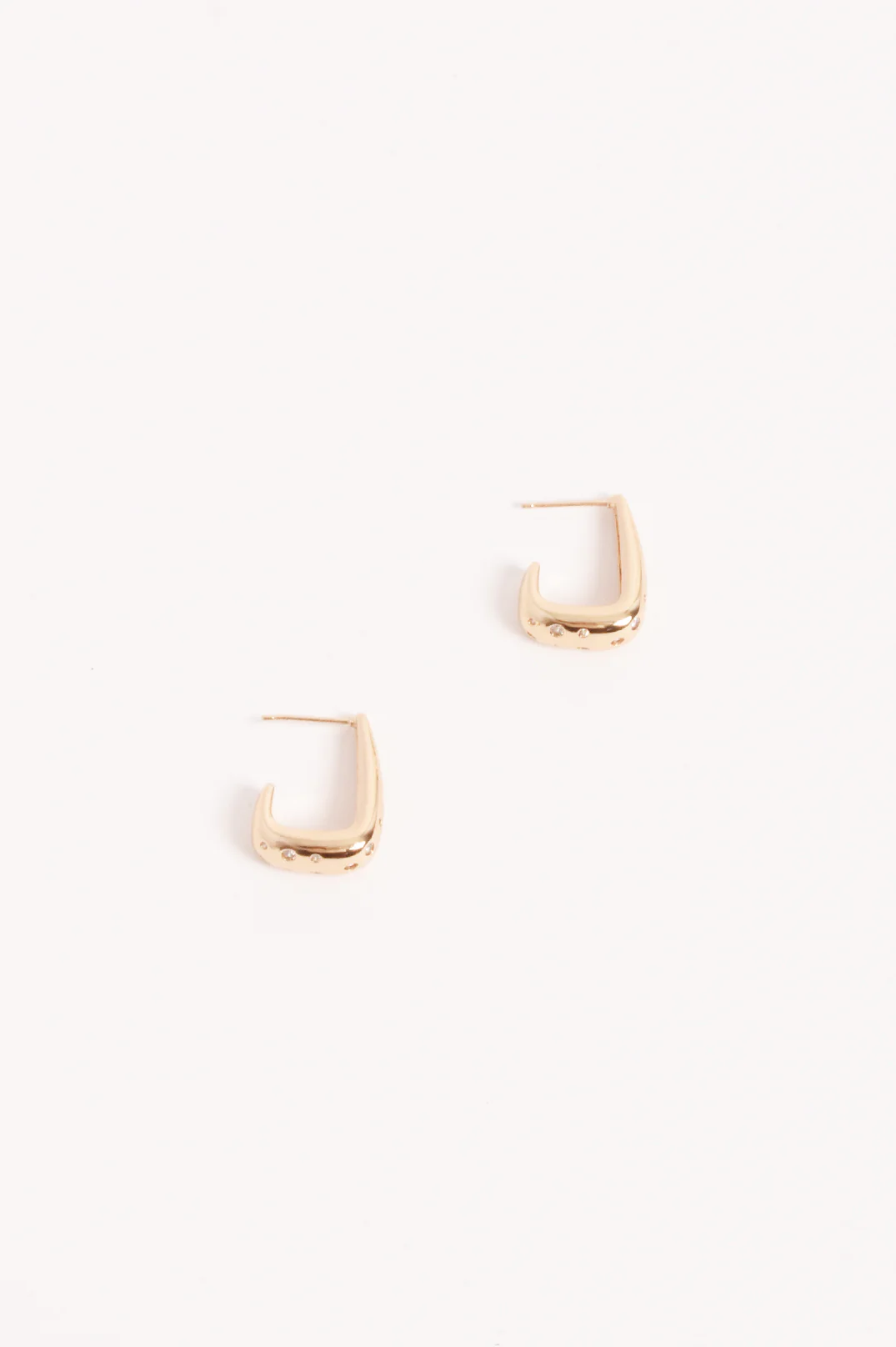 Diamante Set Curved Front Earrings (Gold/Crystal) - Image 2