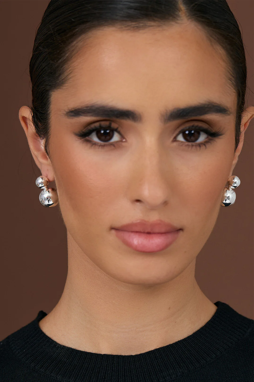 Double Ball Drop Earrings (Silver)