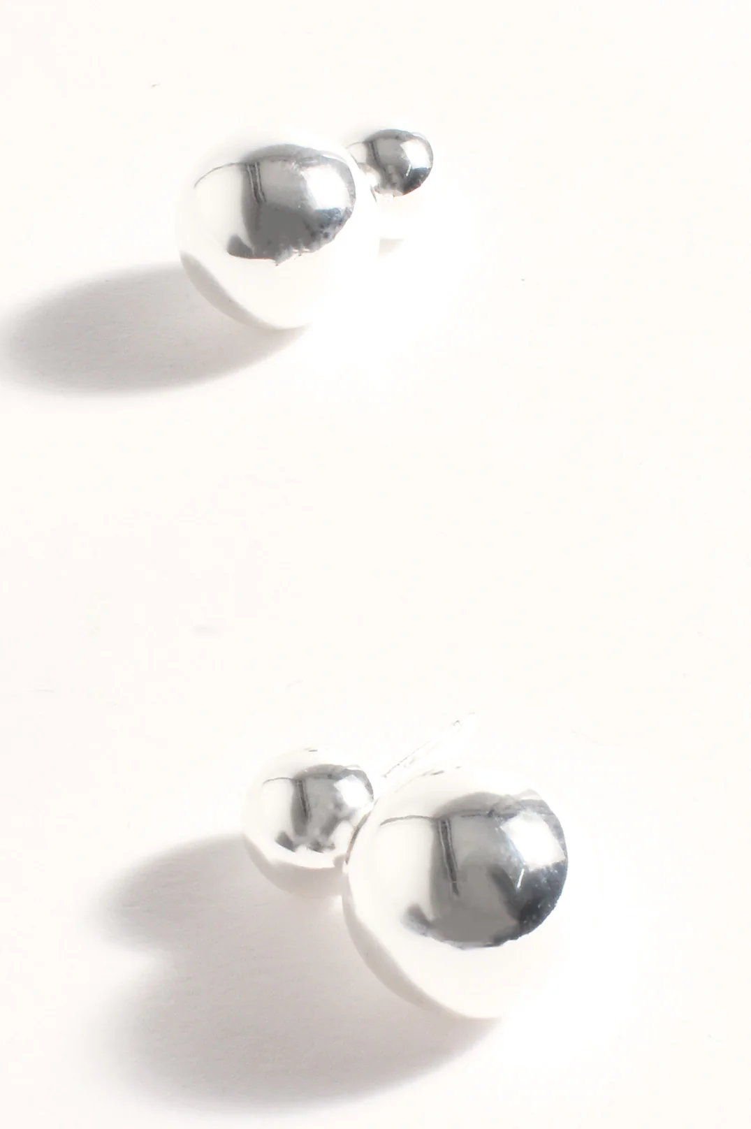 Double Ball Drop Earrings (Silver) - Image 2