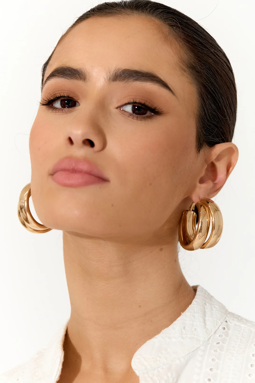 Double Loop Front Hoops (Silver) - Image 2