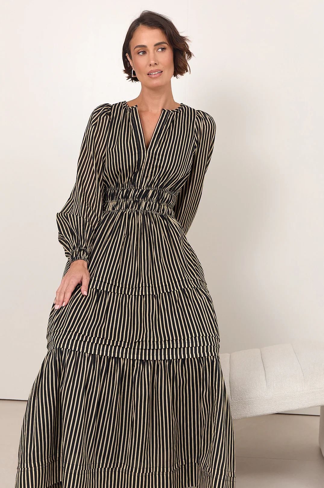 Eliana Long Sleeve Stripe Maxi Dress (Stripe) - Image 4