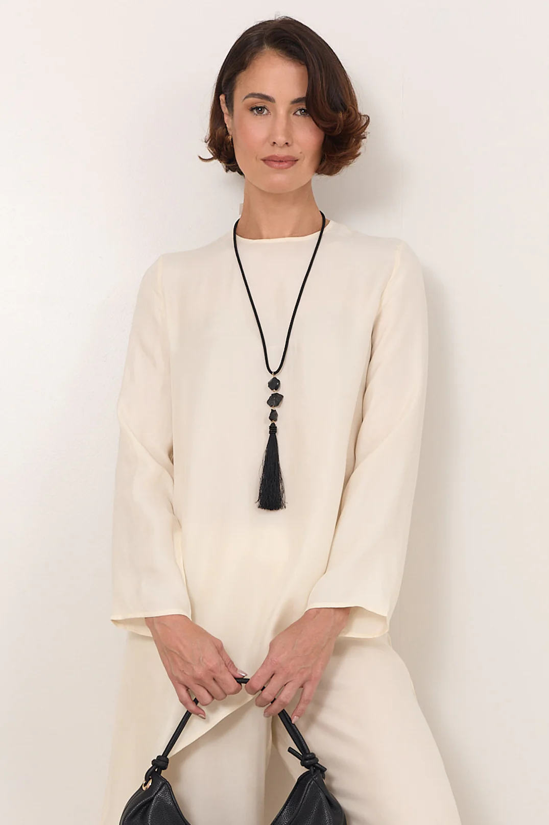 Emerson Long Tassel Necklace (Black)