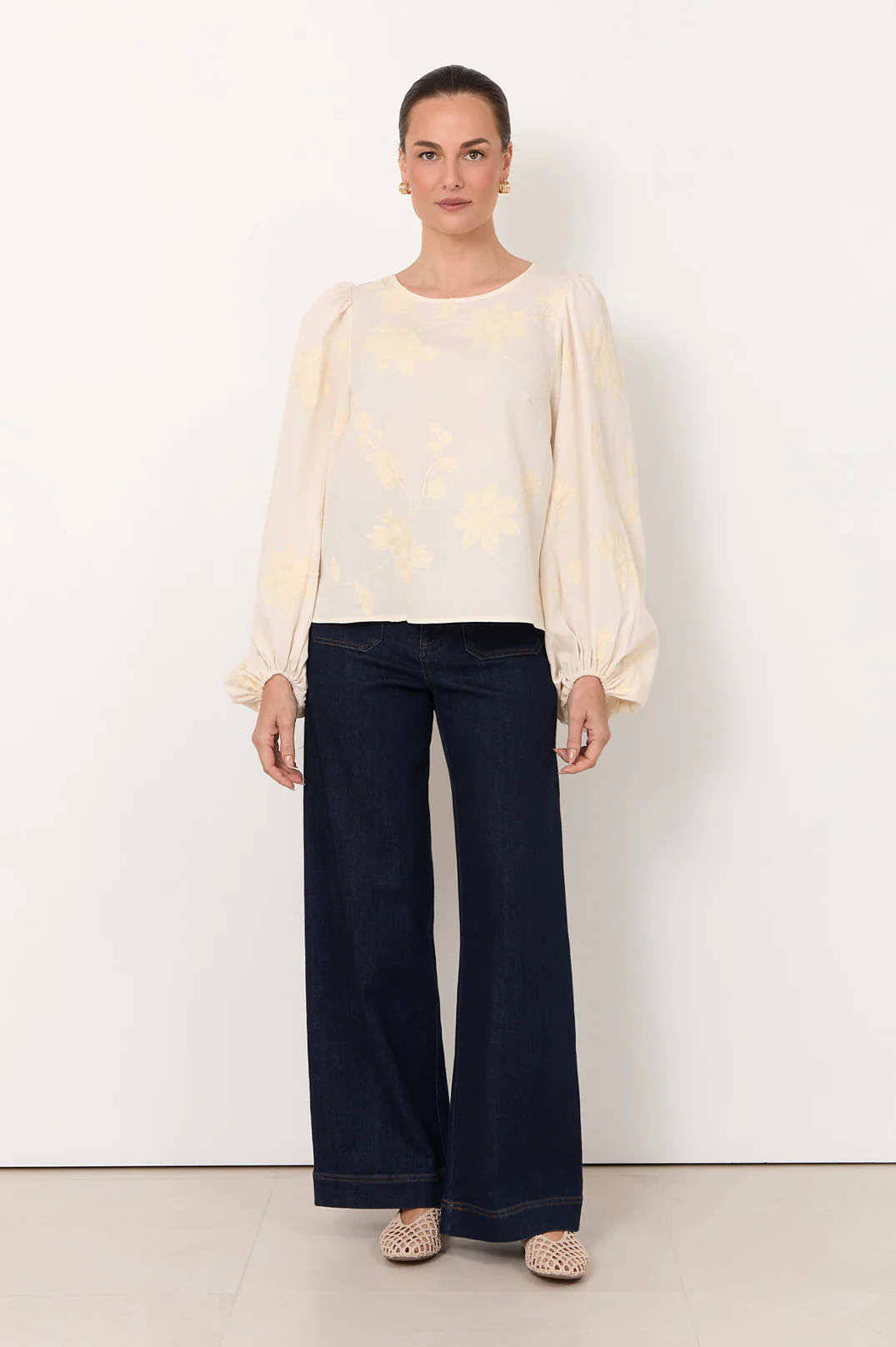 Emery Embroidered Top (Cream) - Image 2
