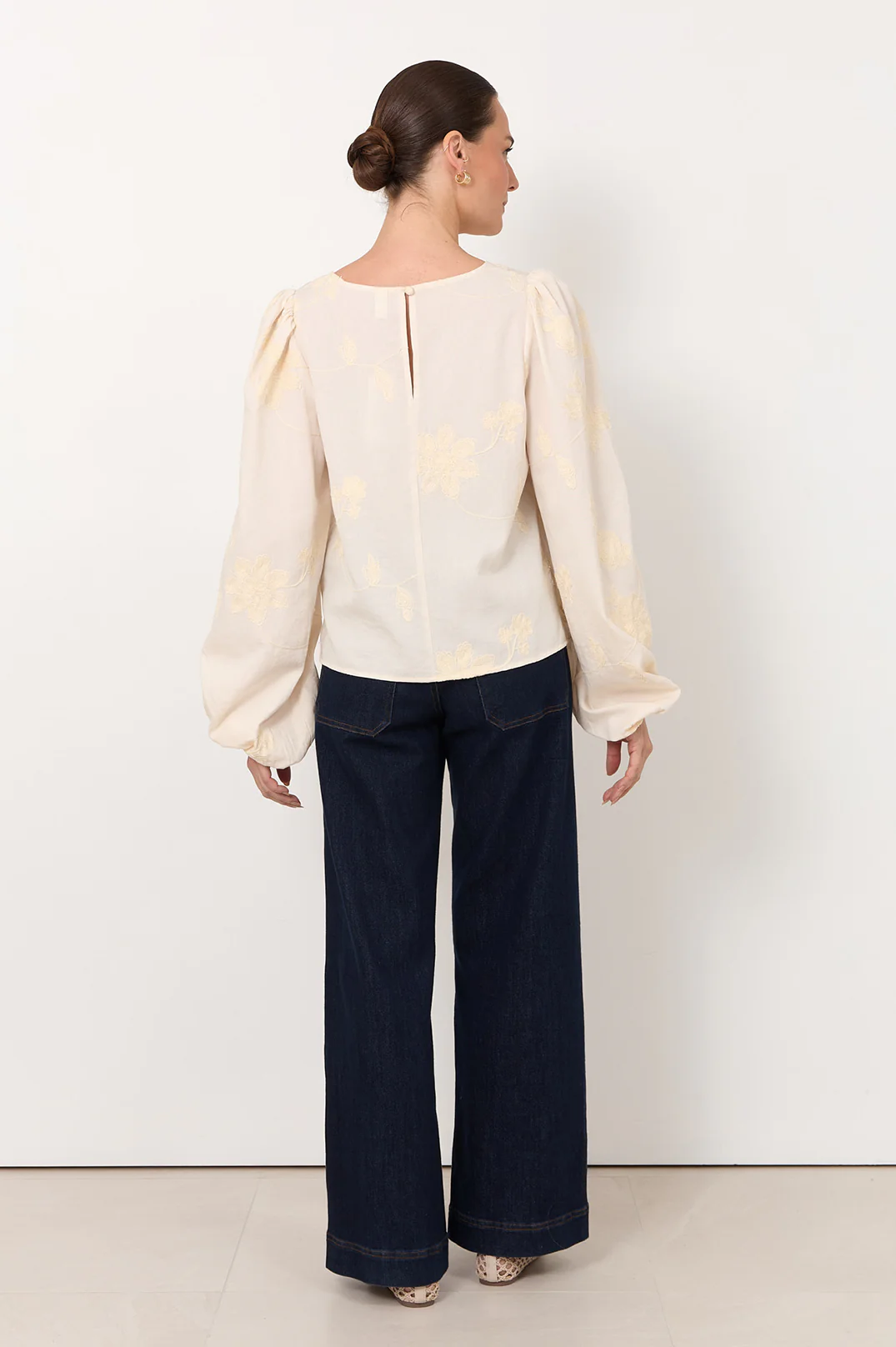 Emery Embroidered Top (Cream) - Image 4