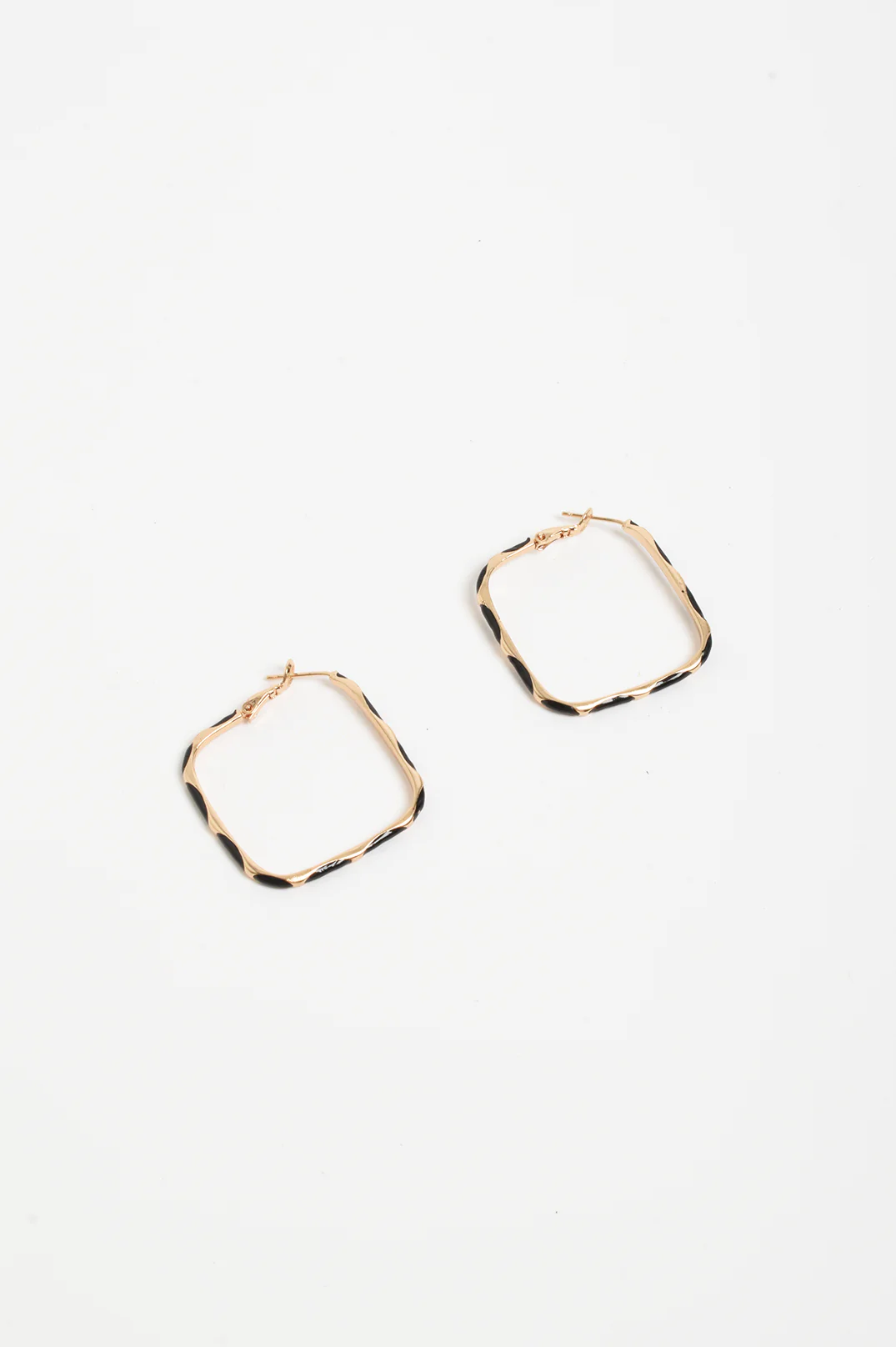 Enamel Metal Bevelled Hoops (Black) - Image 2