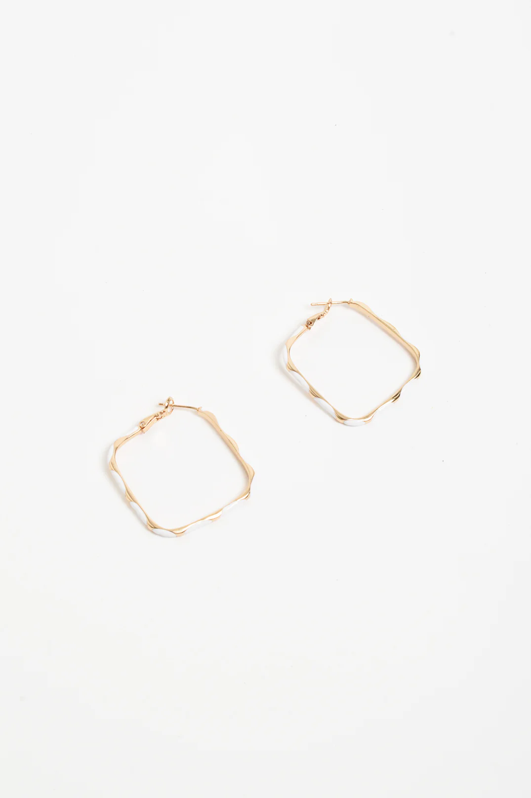 Enamel Metal Bevelled Hoops (White) - Image 2