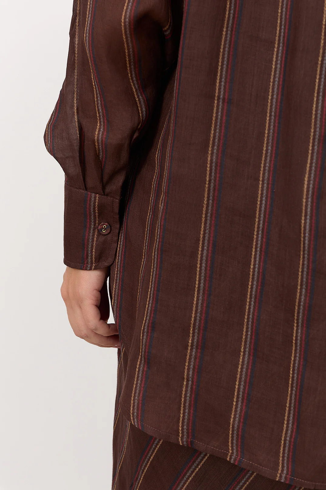 Estelle Stripe Ramie Shirt (Chocolate) - Image 4