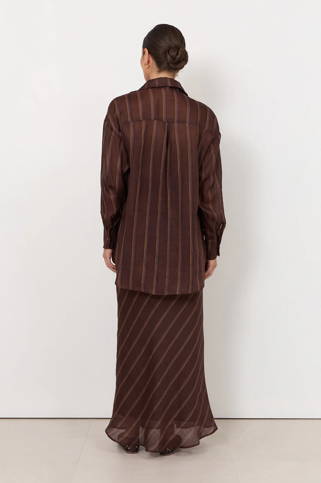 Estelle Stripe Ramie Shirt (Chocolate) - Image 5