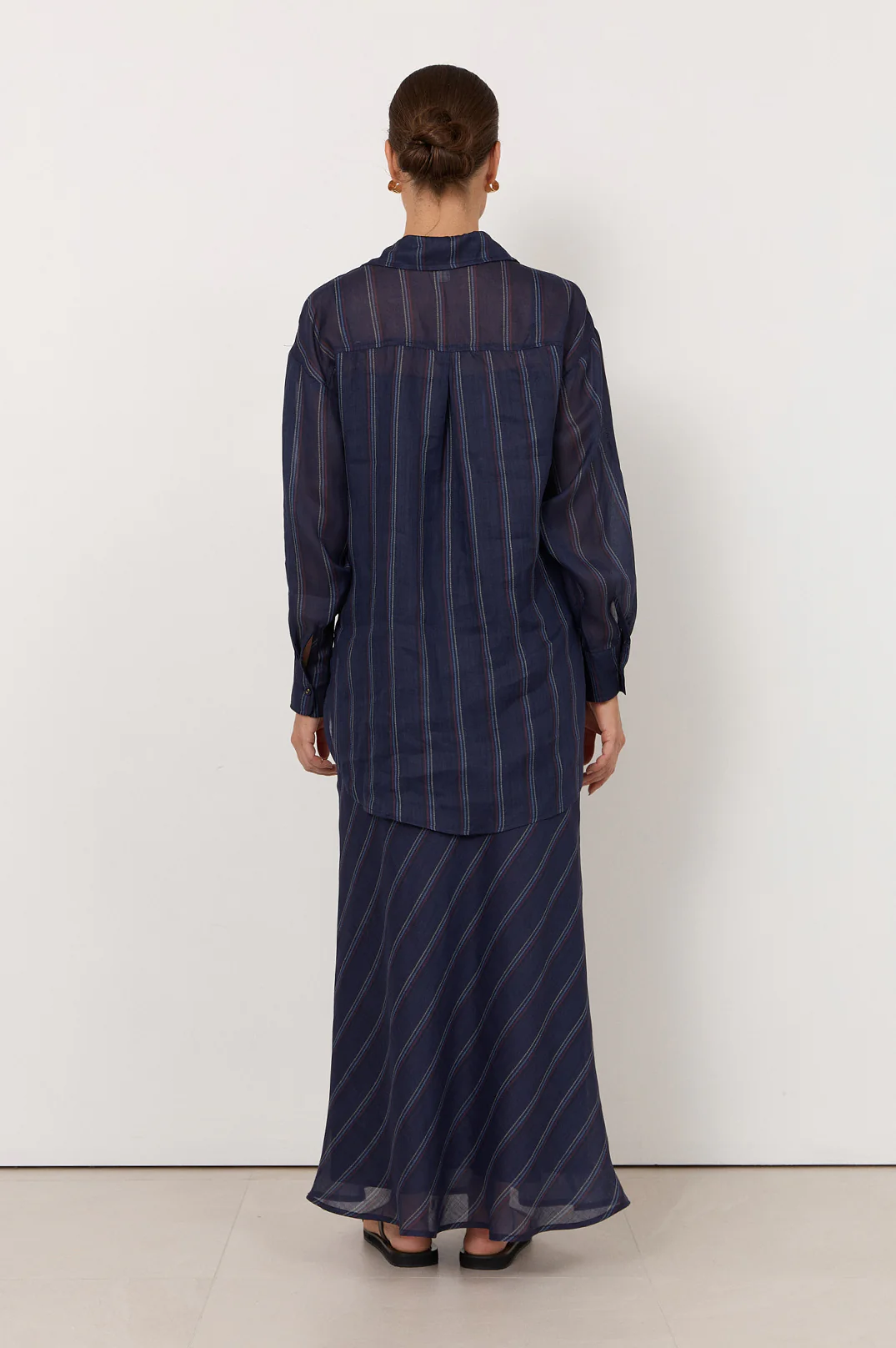 Estelle Stripe Ramie Shirt (Navy) - Image 5
