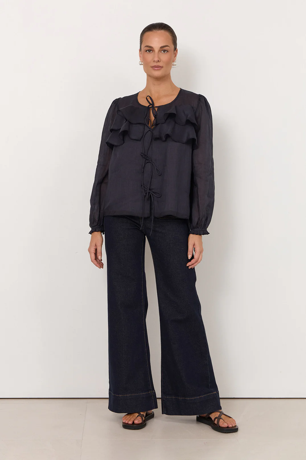 Felicity Tie Detail Top (Navy) - Image 3