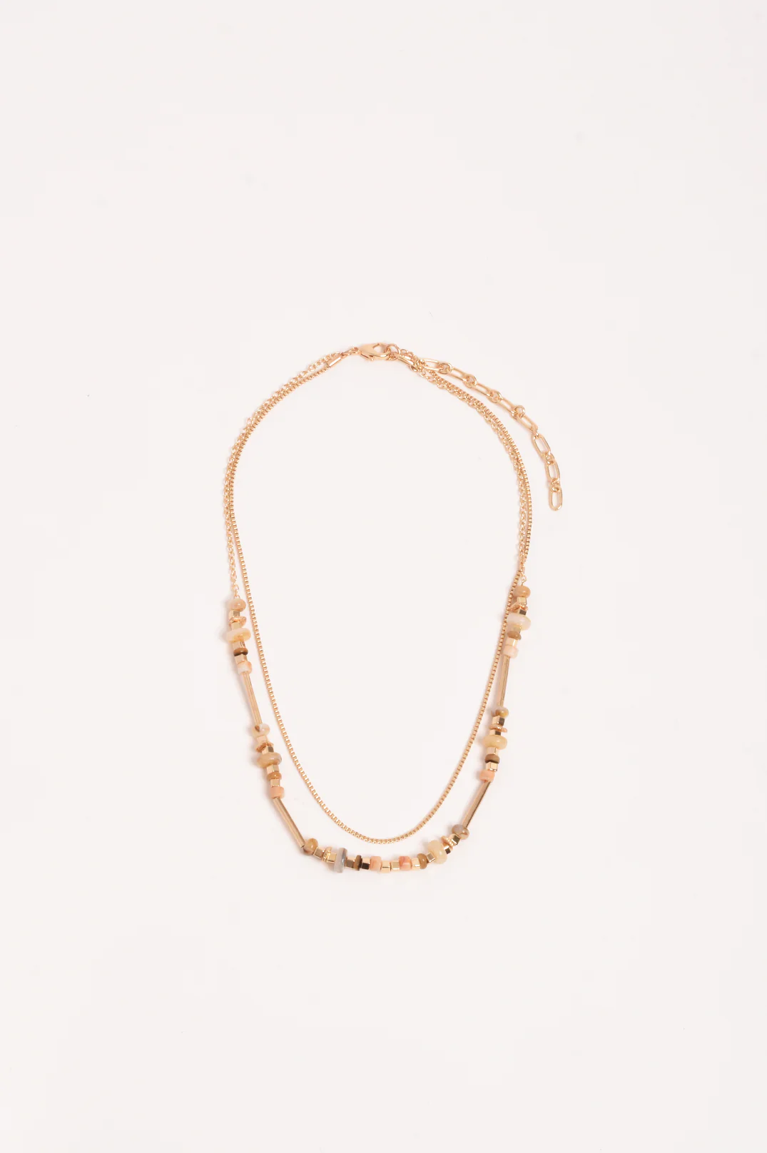 Fine Layered Stone Chain Necklace (Natural) - Image 2