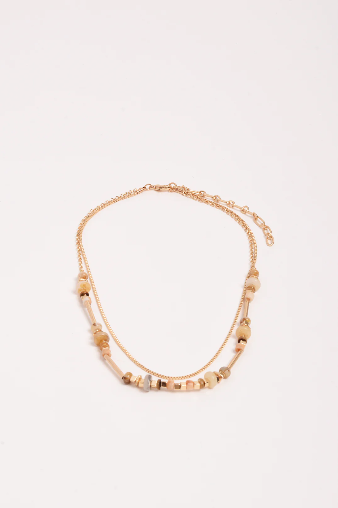 Fine Layered Stone Chain Necklace (Natural) - Image 3
