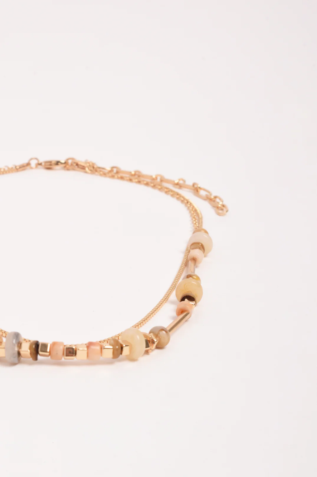 Fine Layered Stone Chain Necklace (Natural) - Image 4