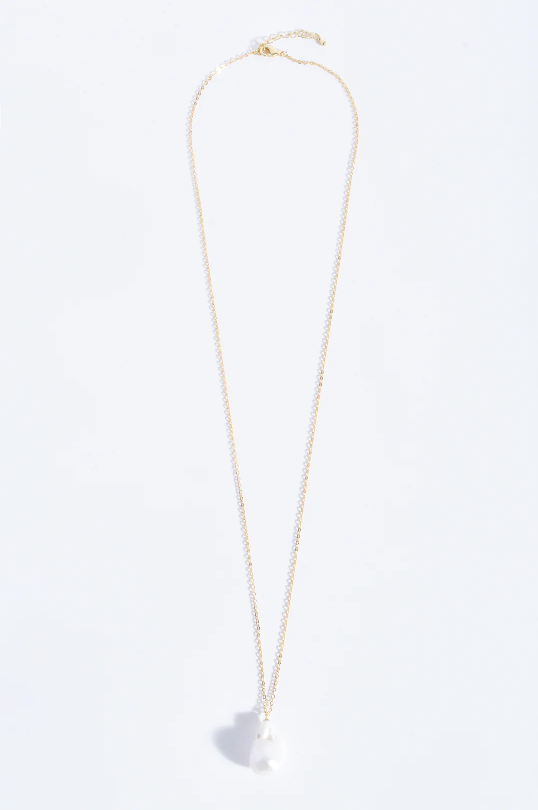 Fine Long Chain Baroque Necklace (Cream Gold) - Image 3