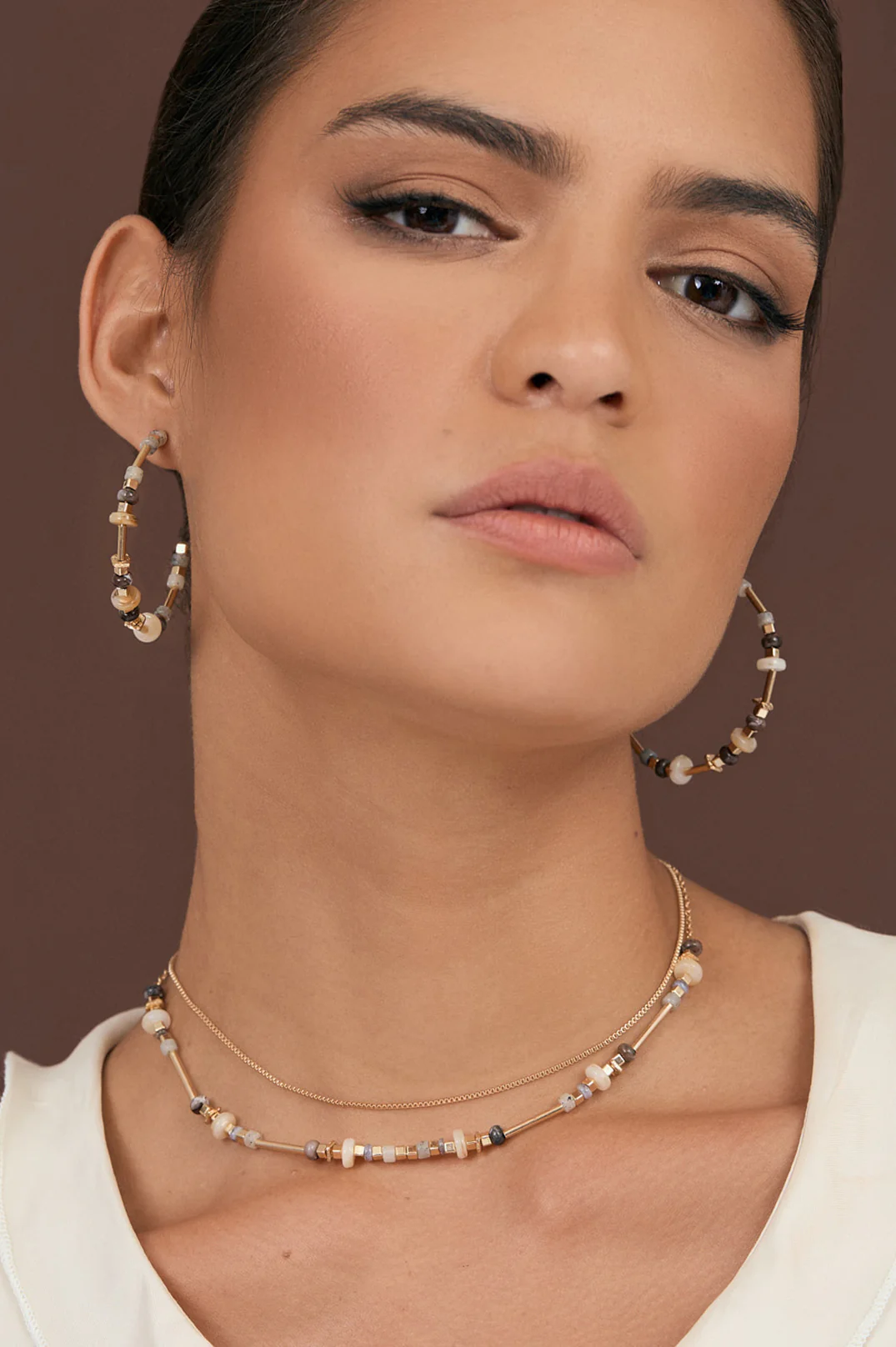 Fine Mixed Materials Hoops (Grey) - Image 2
