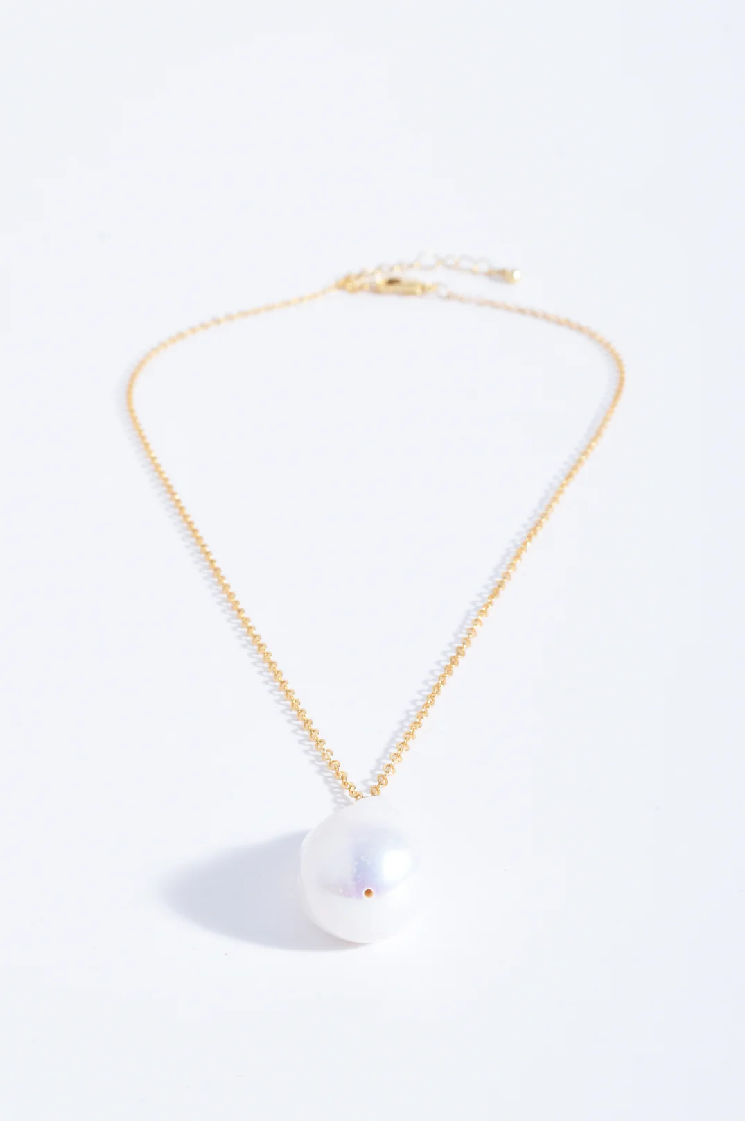 Fine Short Chain Baroque Necklace (Cream Gold) - Image 2
