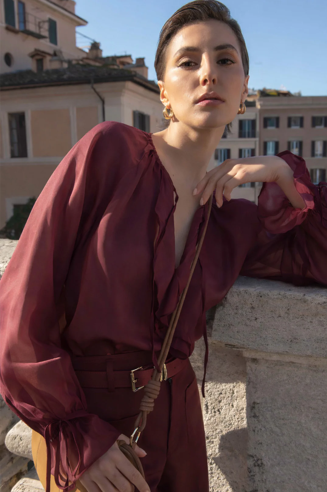 Freya Long Sleeve Top (Dark Cherry)