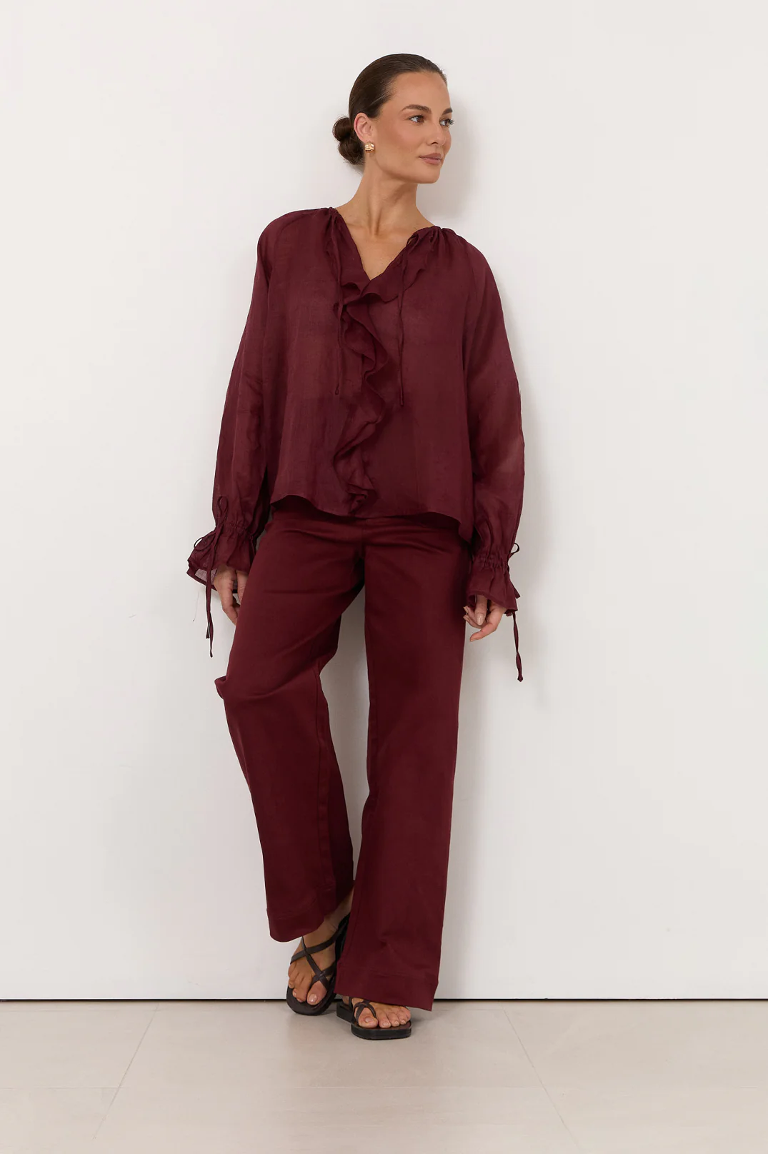 Freya Long Sleeve Top (Dark Cherry) - Image 3
