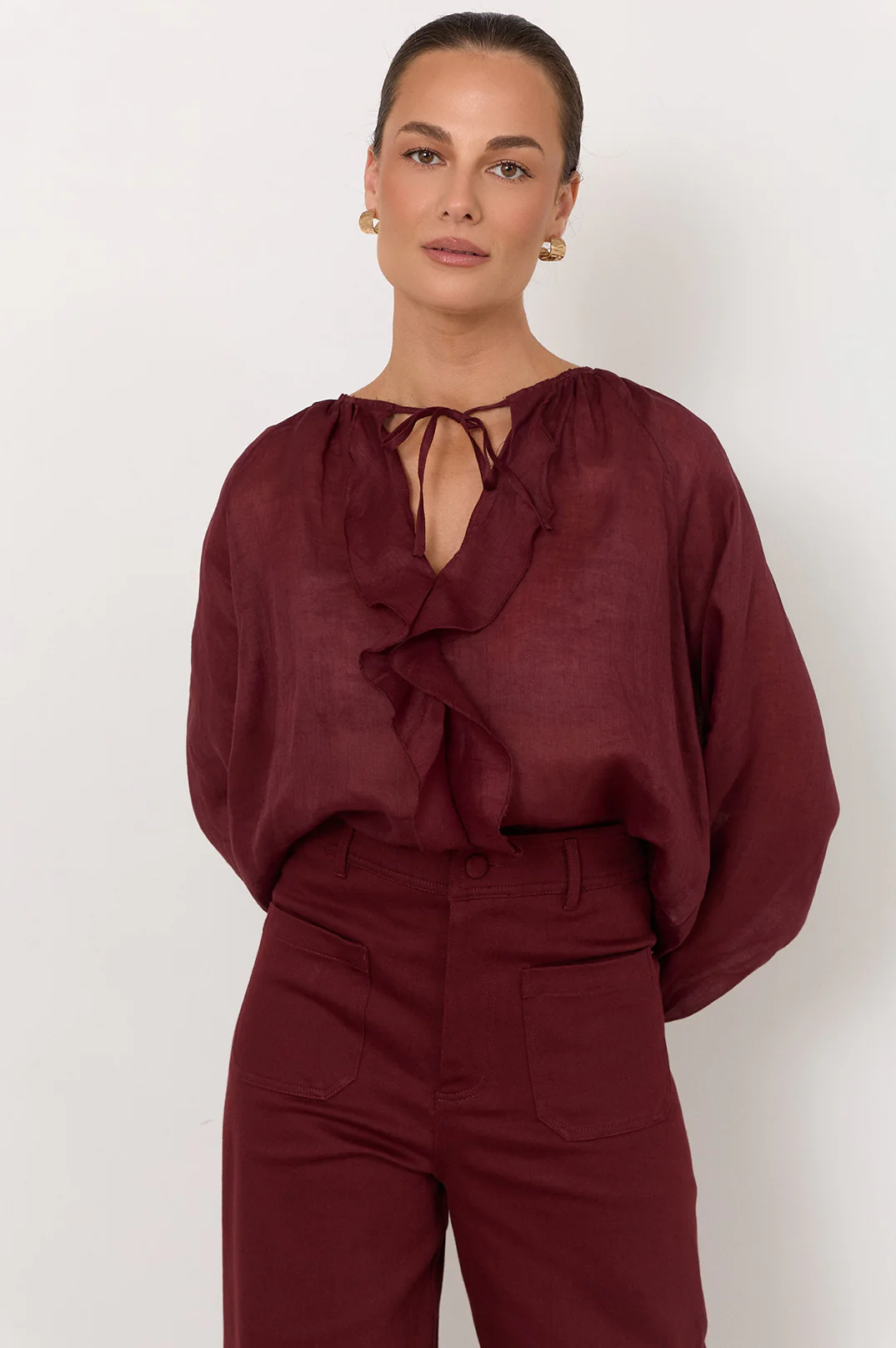 Freya Long Sleeve Top (Dark Cherry) - Image 4