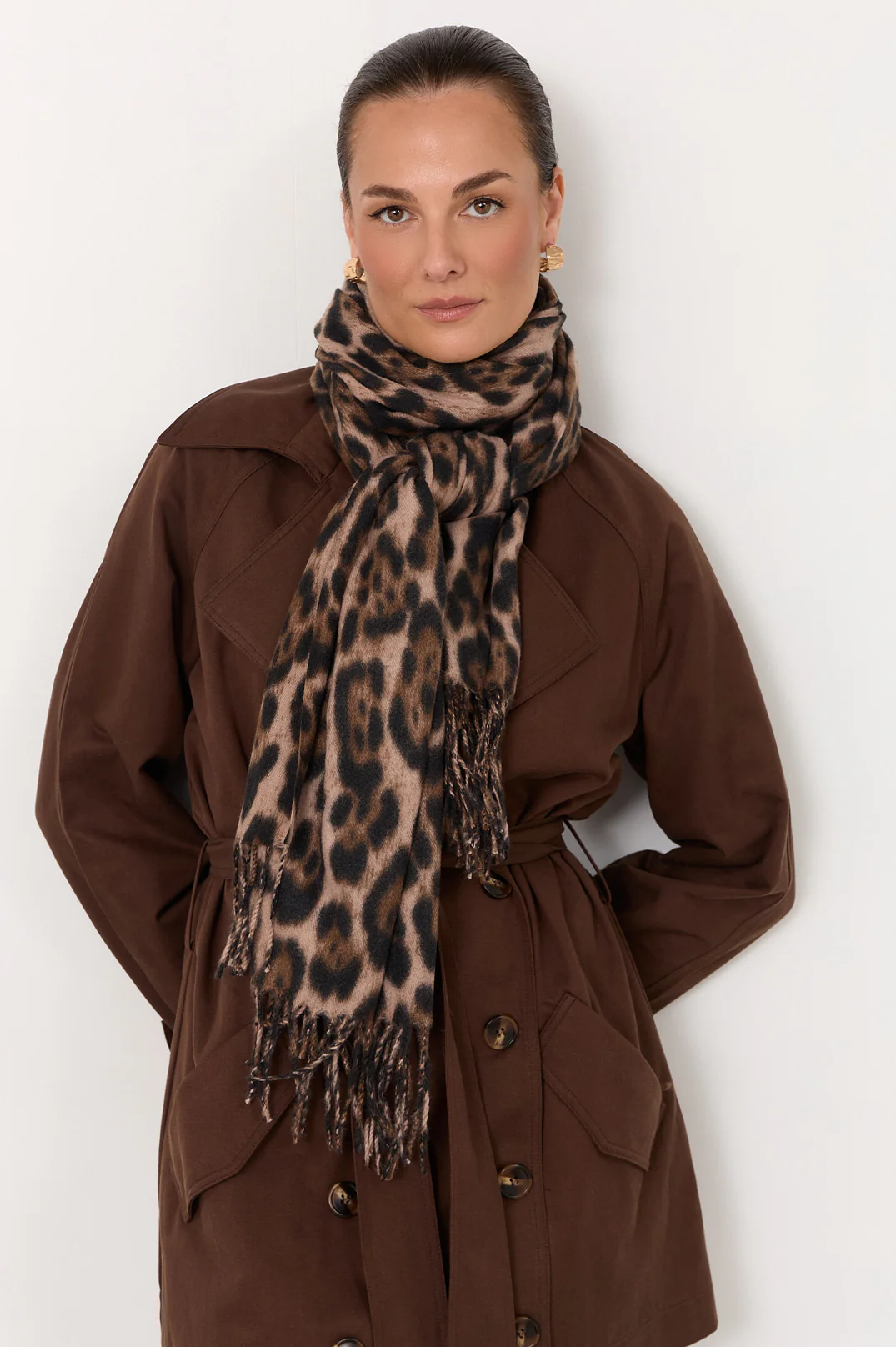 Fringed Animal Print Scarf (Cheetah) - Image 3