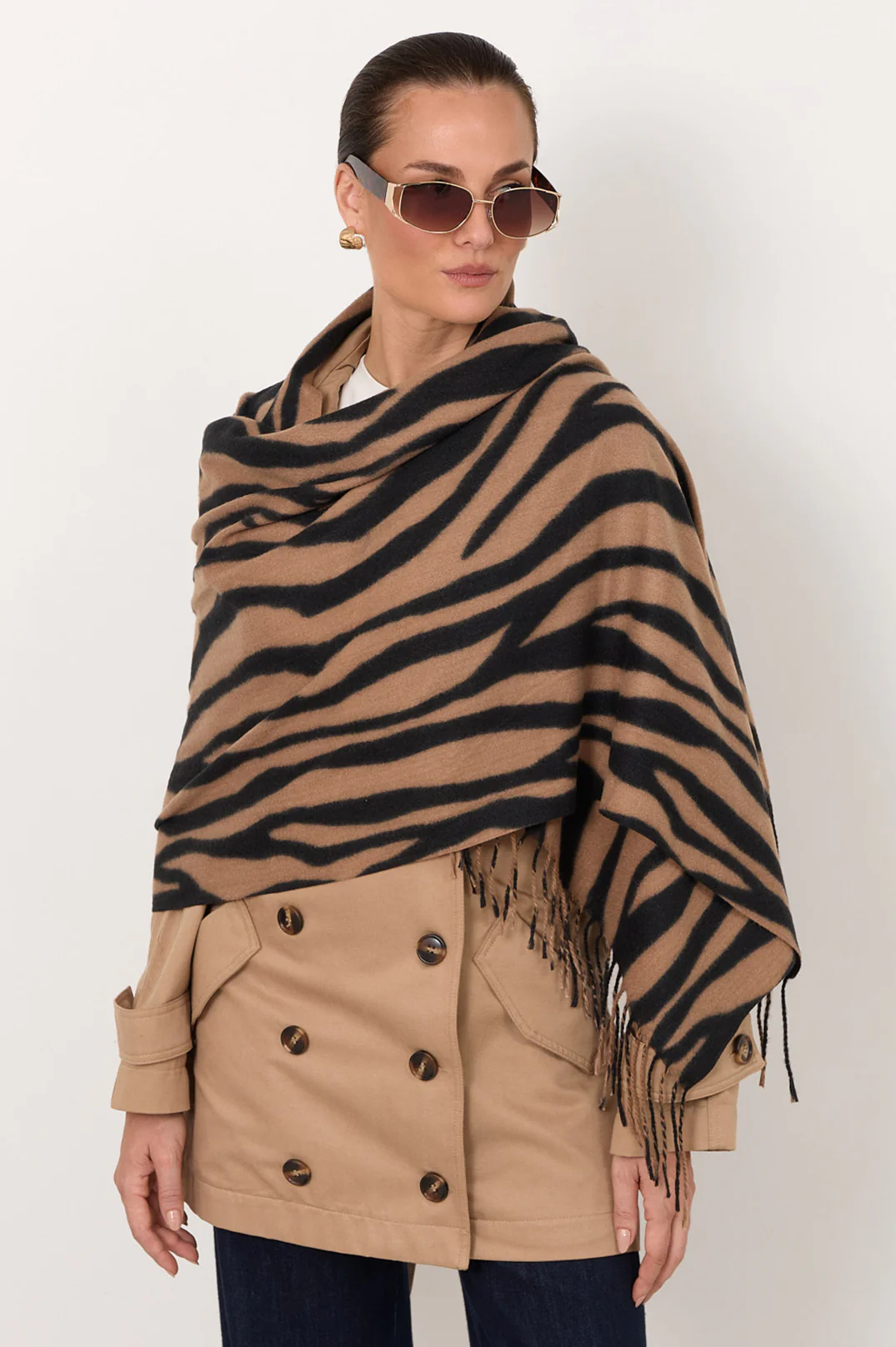 Fringed Animal Print Scarf (Zebra) - Image 3