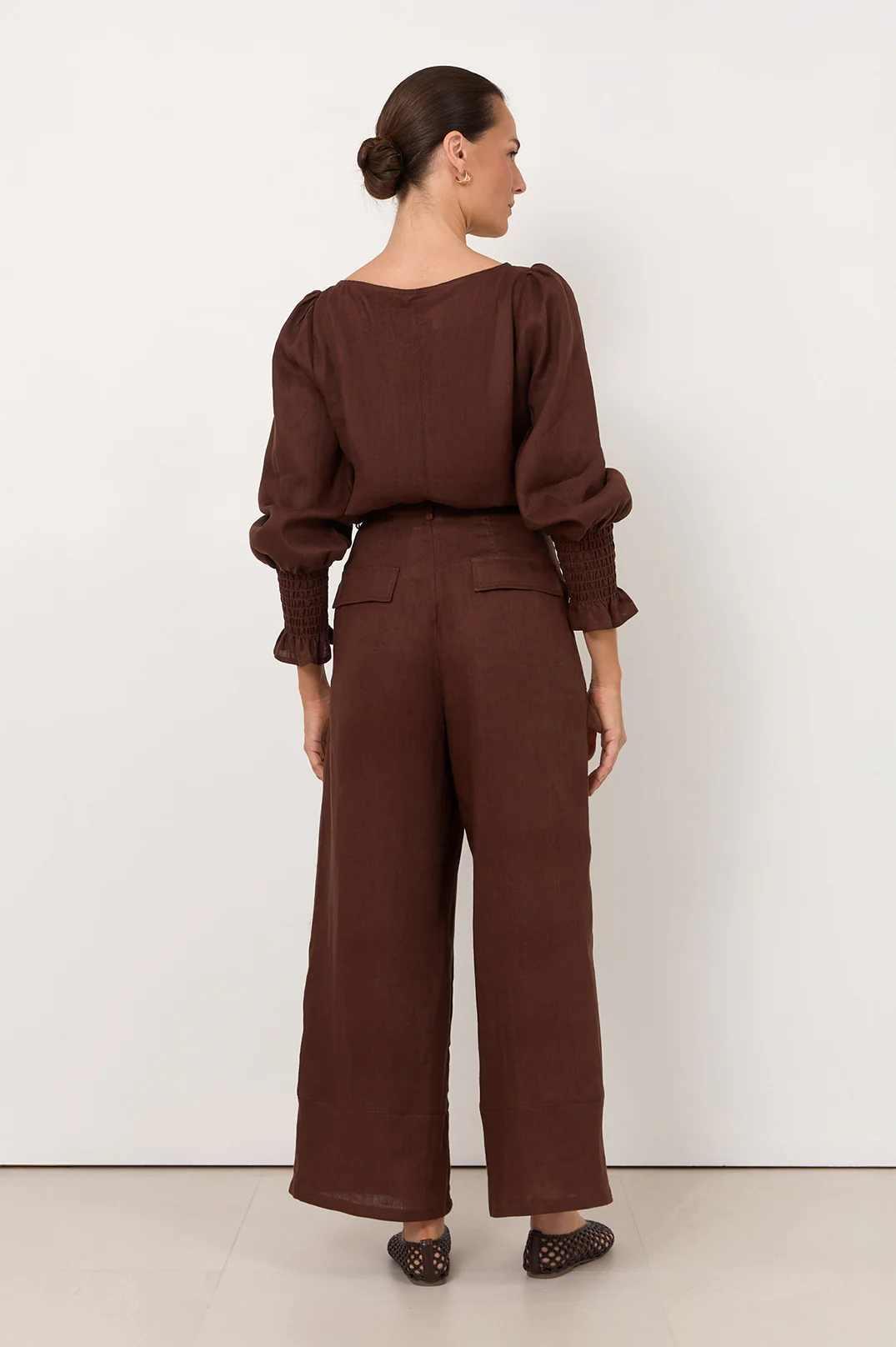 Gabriella Linen Pant (Chocolate) - Image 3