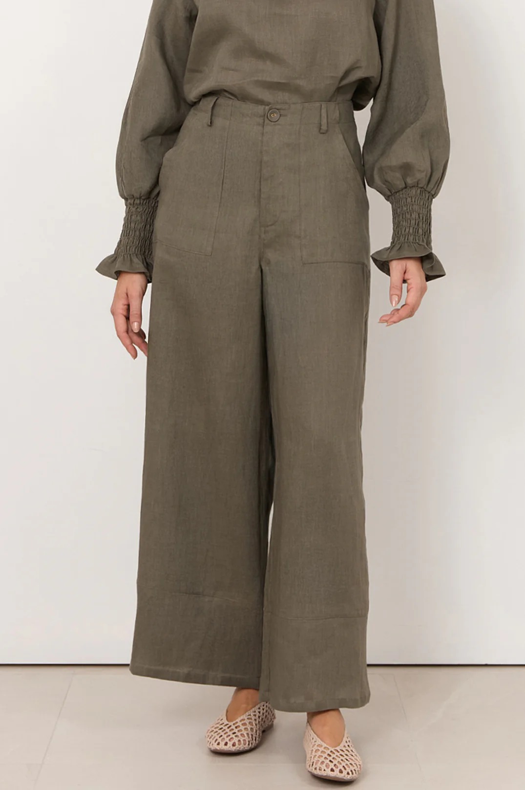 Gabriella Linen Pant (Khaki) - Image 3