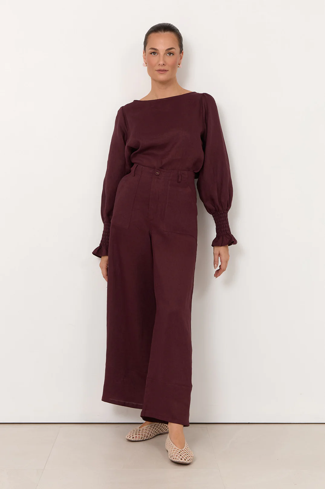 Gabriella Linen Pant (Plum) - Image 3