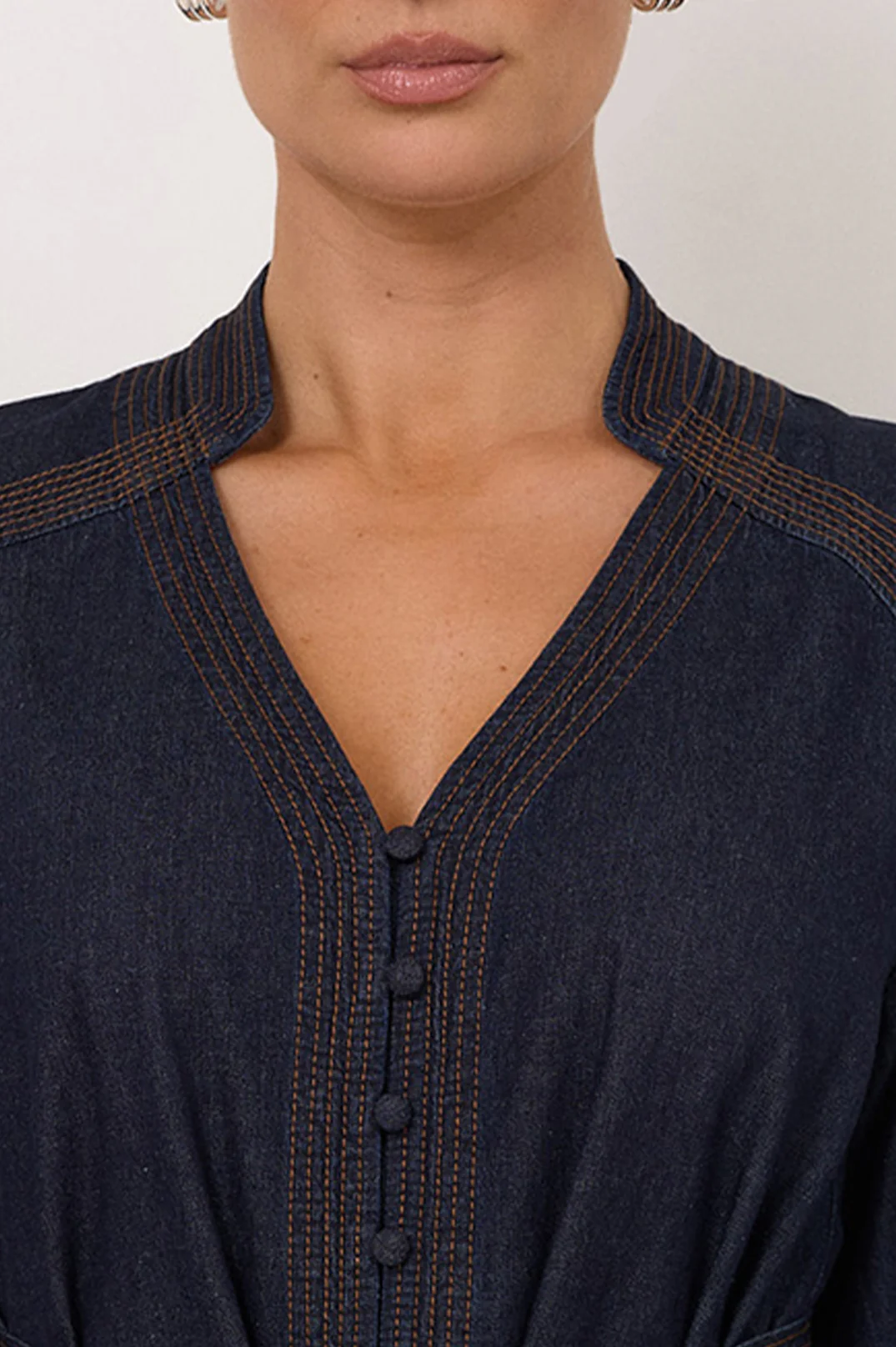 Genna Lightweight Denim Short Dress (Dark Denim) - Image 3