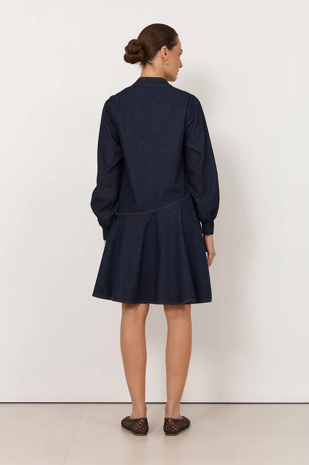 Genna Lightweight Denim Short Dress (Dark Denim) - Image 4