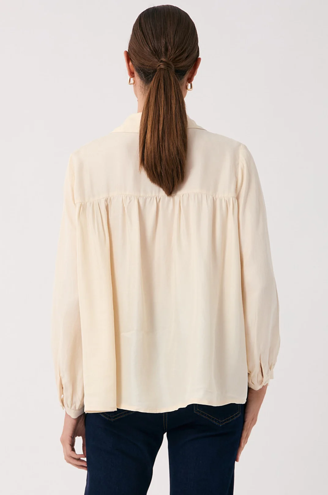 Ginny Shirred Detail Shirt (Cream) - Image 4