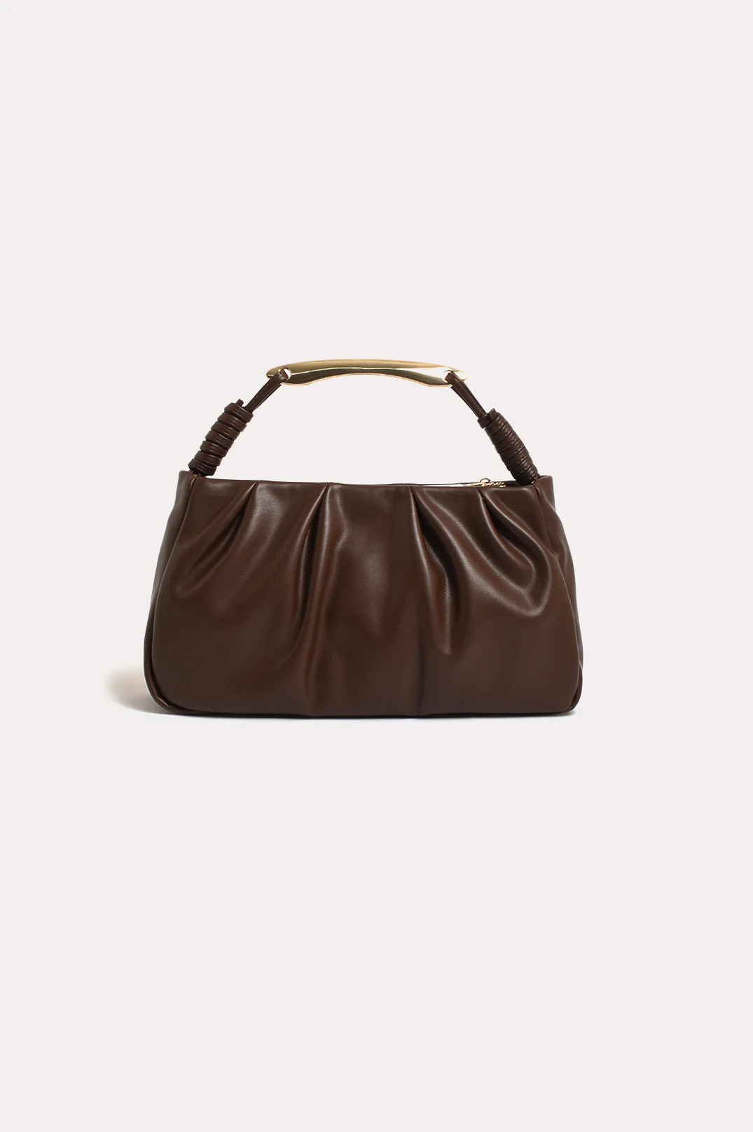 Gold Handle Gathered Mini Bag (Chocolate)