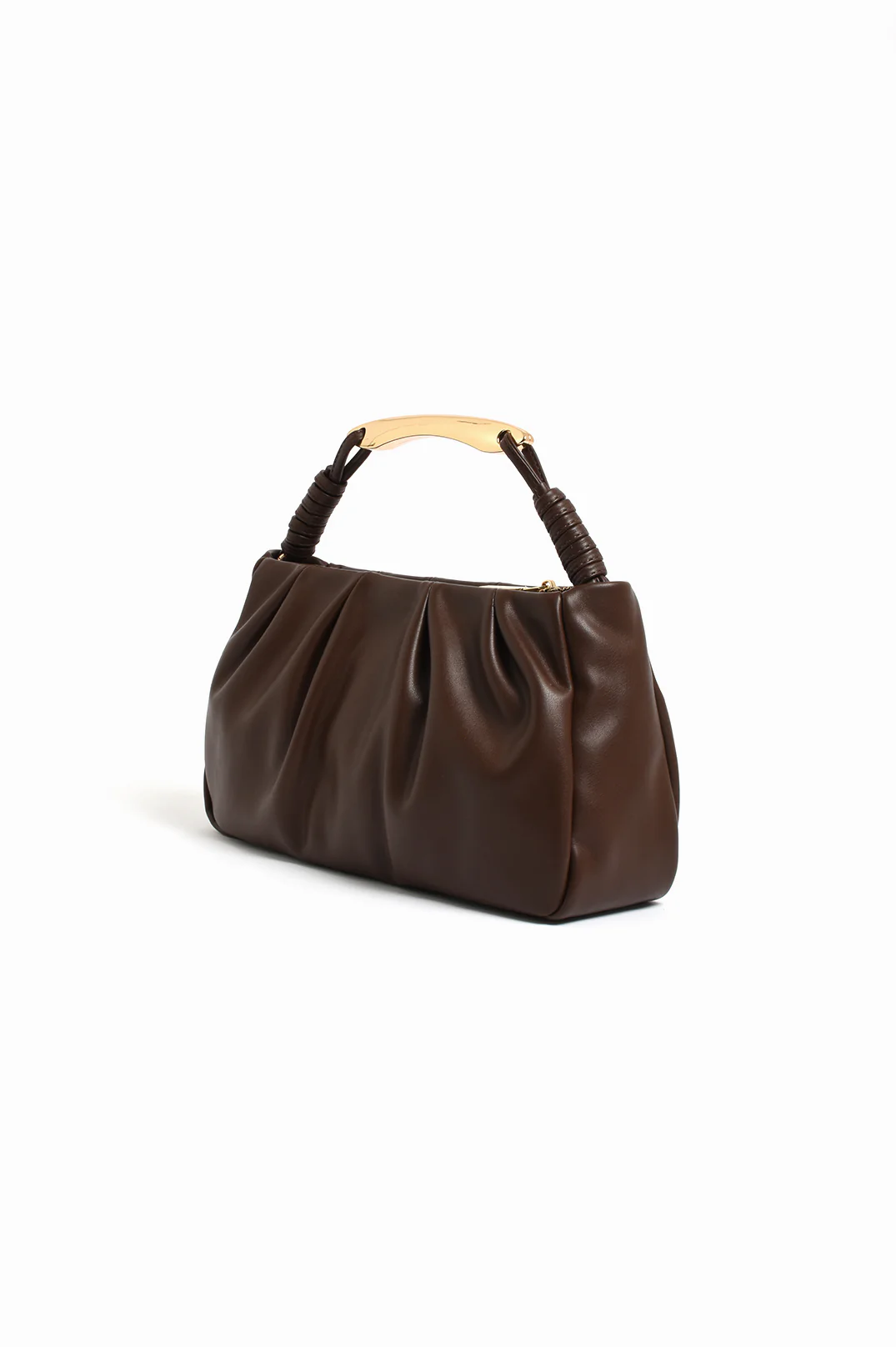 Gold Handle Gathered Mini Bag (Chocolate) - Image 3