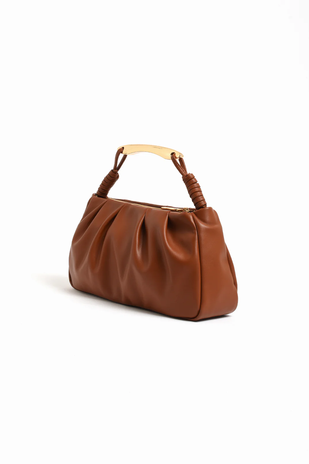 Gold Handle Gathered Mini Bag (Tan) - Image 3
