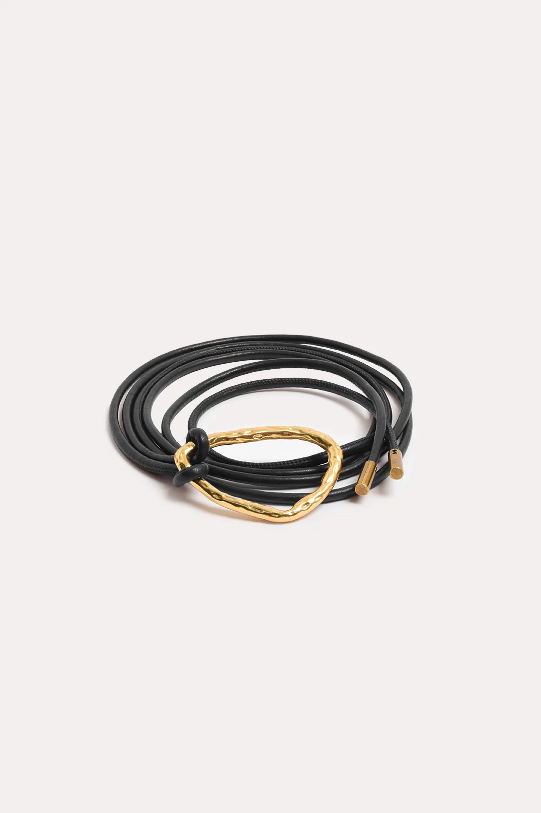 Hammered Metal Ring Tie Front Belt (Black/Gold)