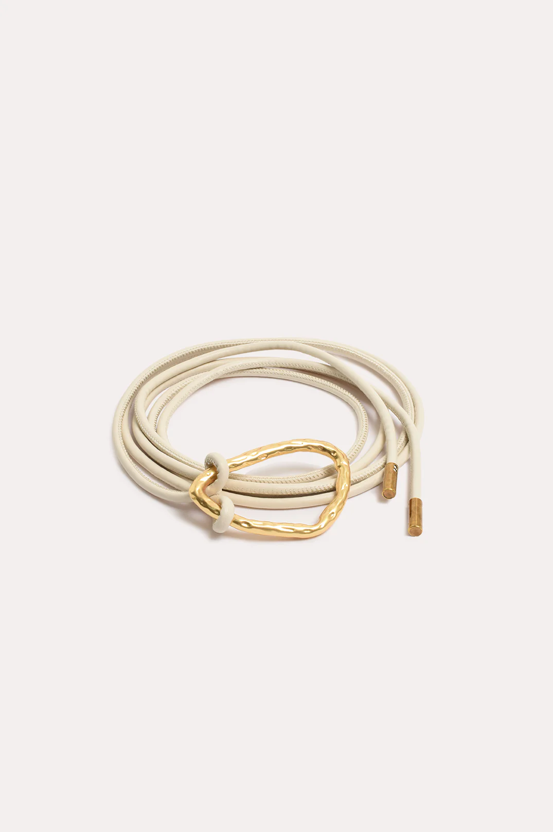 Hammered Metal Ring Tie Front Belt (Stone/Gold)