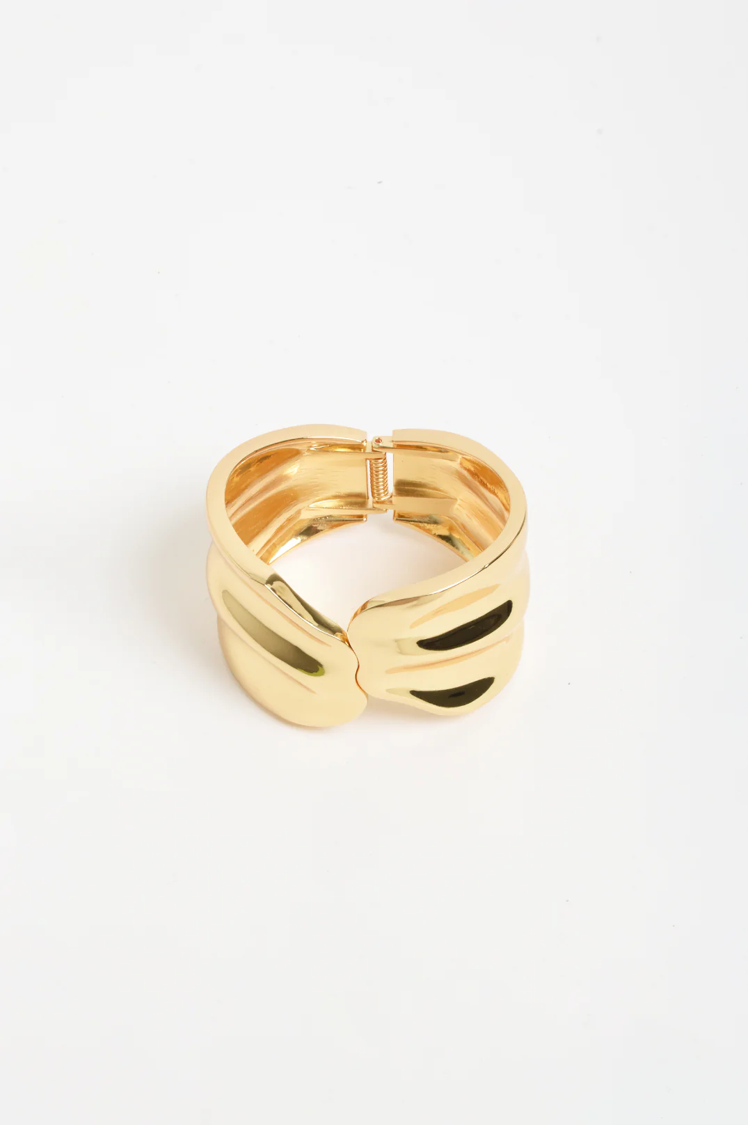 Hinged Metal Statement Wave Bangle (Gold) - Image 4