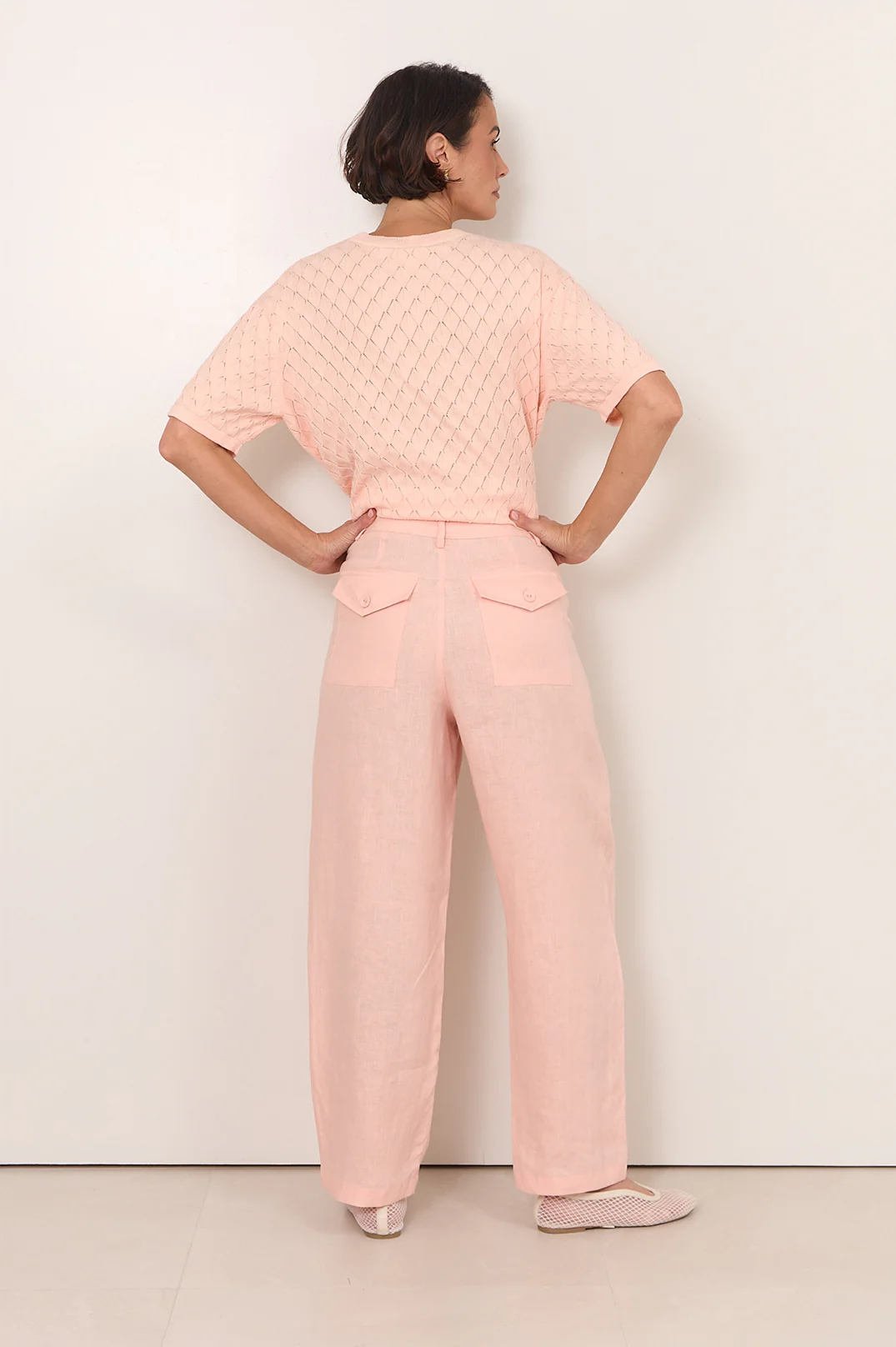 Hollis Linen Barrel Leg Pant (Salmon) - Image 3