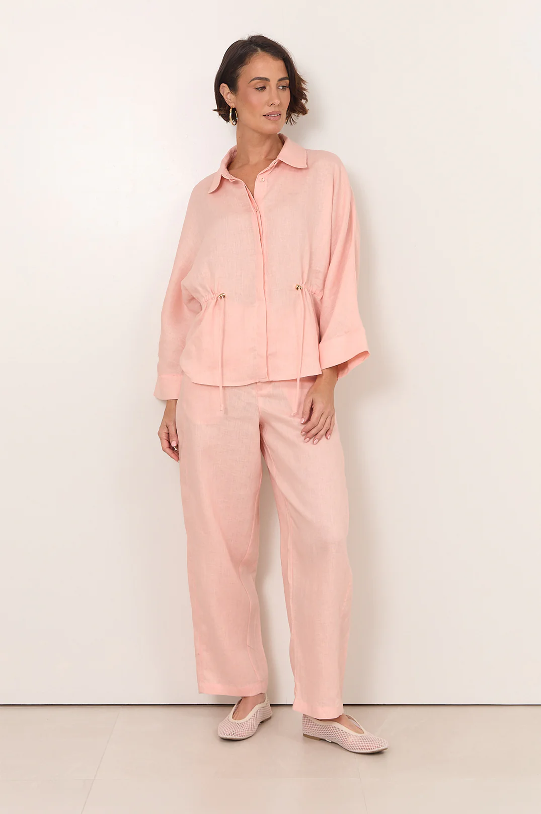 Hollis Linen Barrel Leg Pant (Salmon) - Image 4
