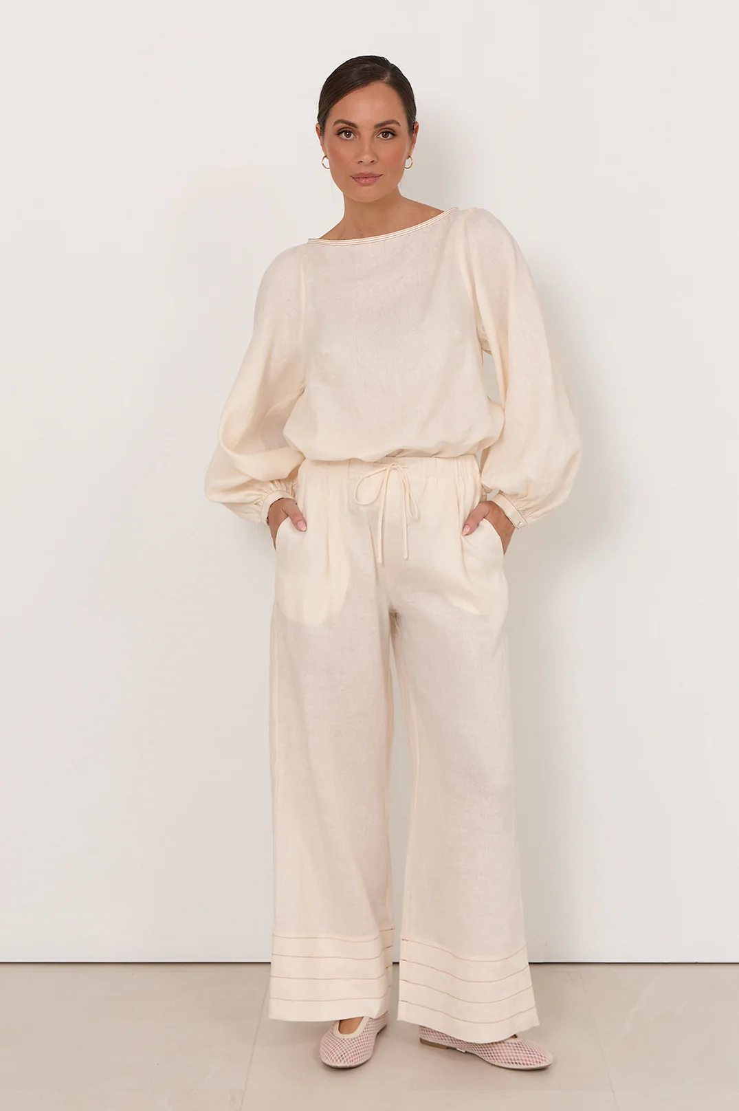 Josie Linen Pant (Champagne) - Image 3