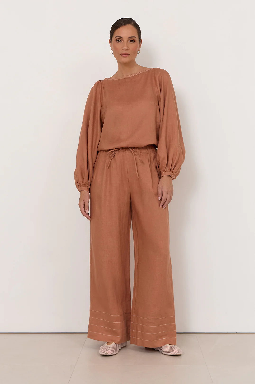 Josie Linen Pant (Tan) - Image 3