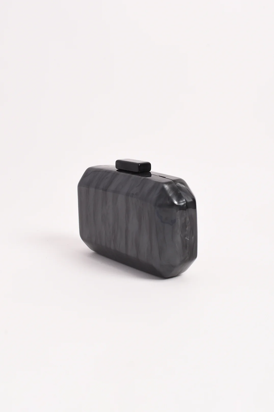 Juliana Bevelled Edge Resin Structured Clutch (Grey) - Image 4